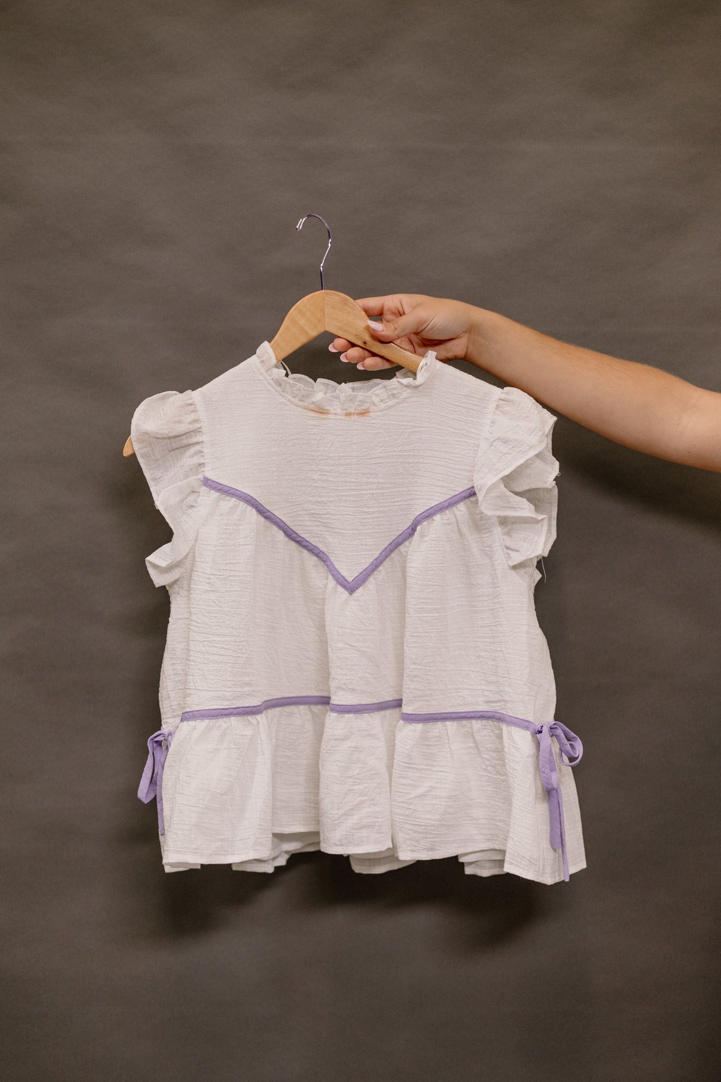 White & Purple Stripe Top