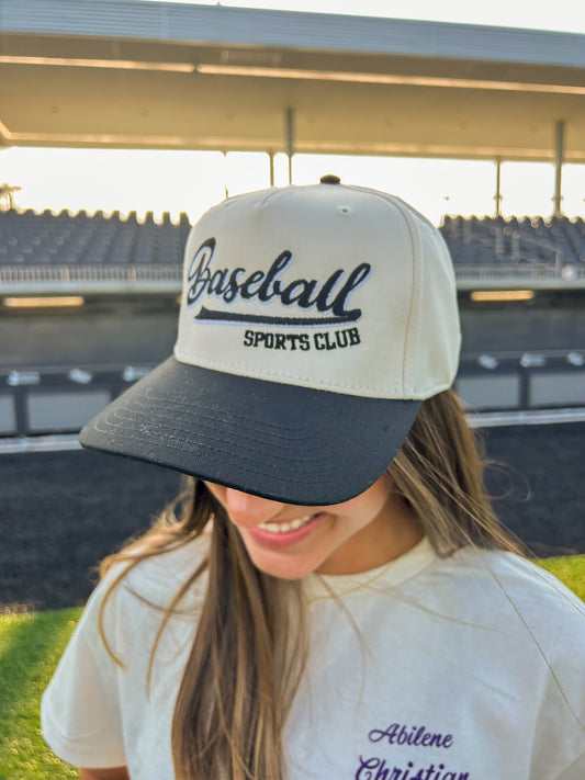 “baseball sports club” trucker hat