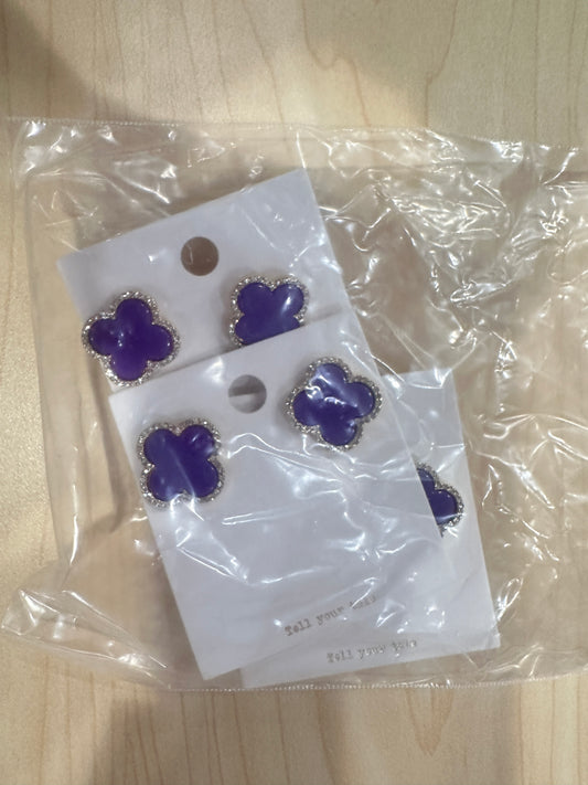 Purple Clover Earrings